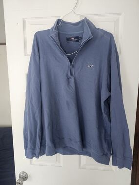 Vineyard Vines Men's Quarter-Zip Sweater in Slate Blue